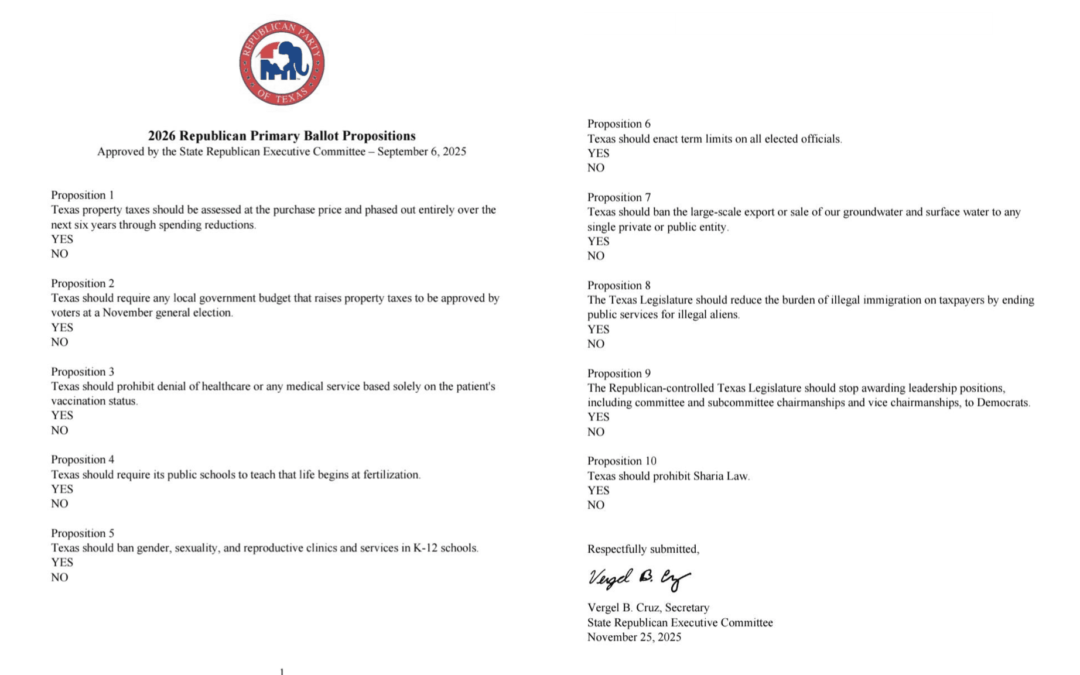 2026 Republican Primary Ballot Propositions